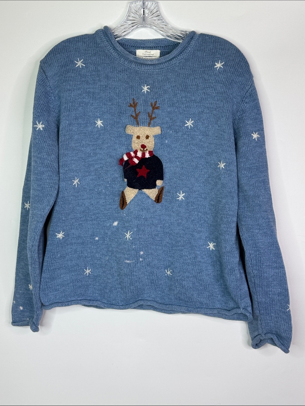 Vintage Christopher & Banks Reindeer Snowflake Crewneck Sweater Size Medium
